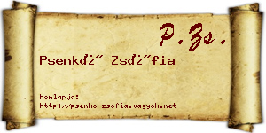 Psenkó Zsófia névjegykártya