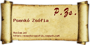 Psenkó Zsófia névjegykártya